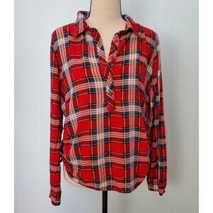 Red Plaid Blouse Size L